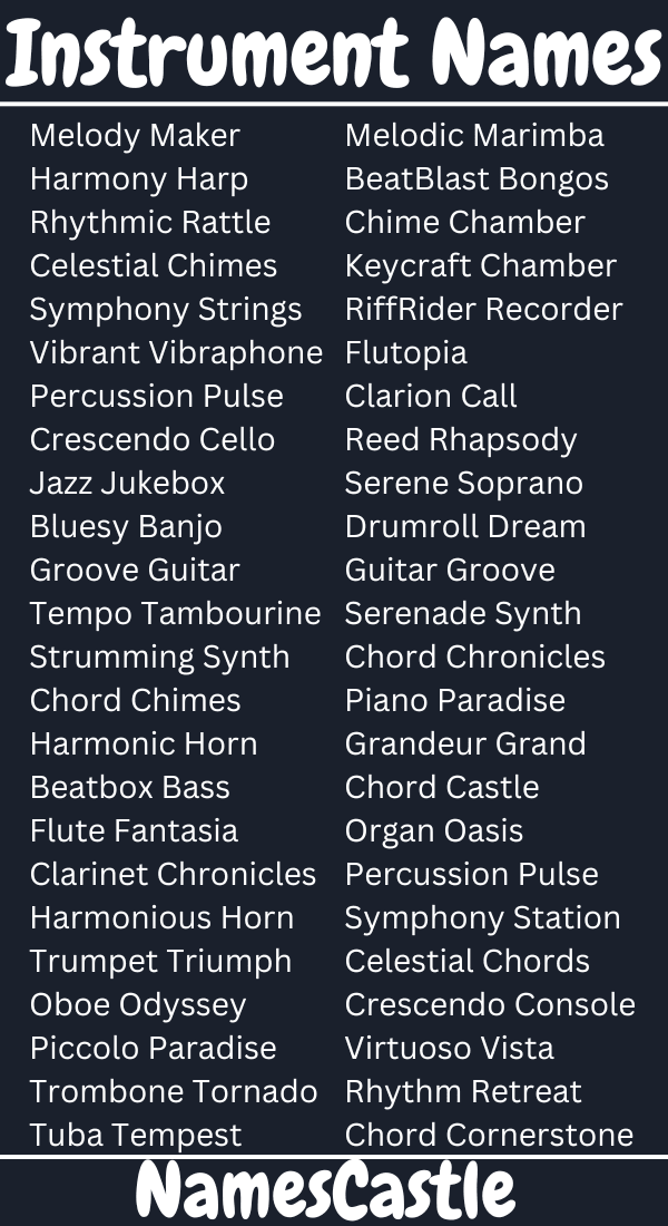 500+ Names For Instruments Unique Creative Cool & Funny Idea