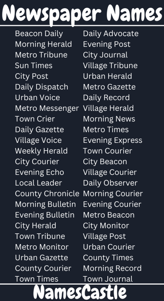 Names For Newspapers