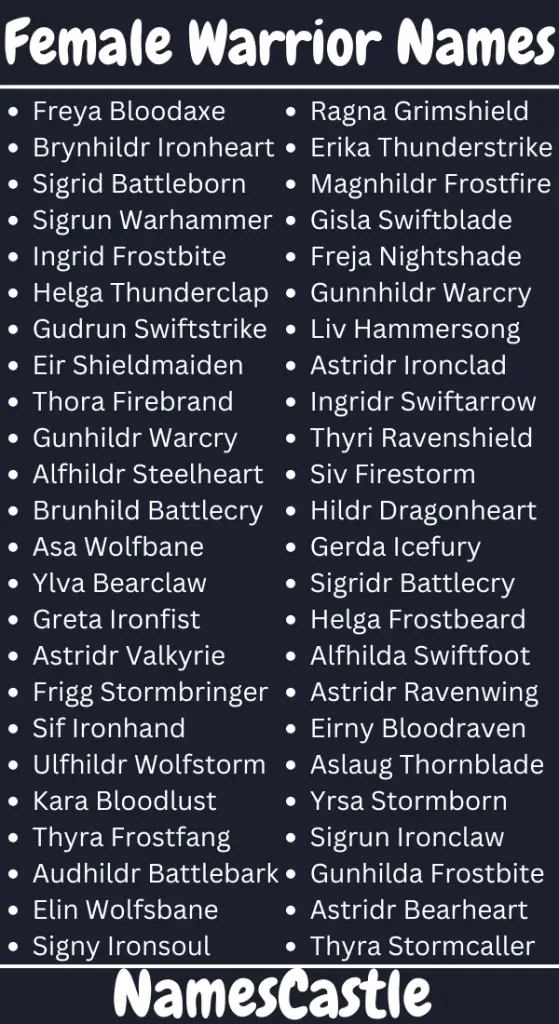 Female Warrior Names
