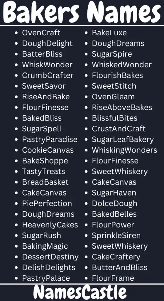 Bakers Name Ideas