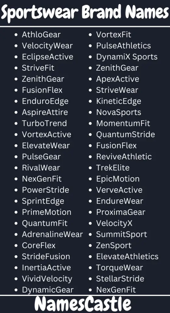 Sportswear Brand Names