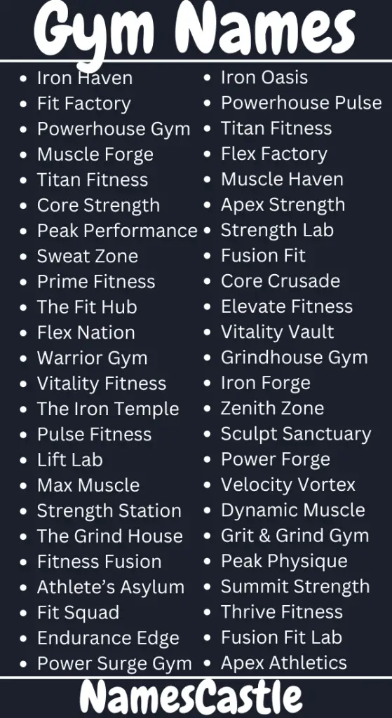 570 Gym Names Unique Creative Stylish Funny Cool Cute