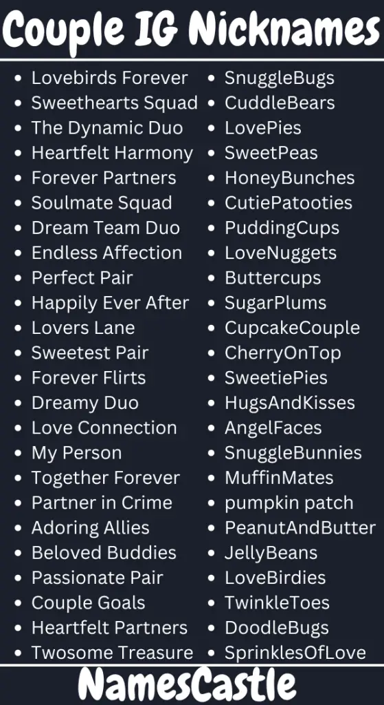 Couple Nicknames For Instagram