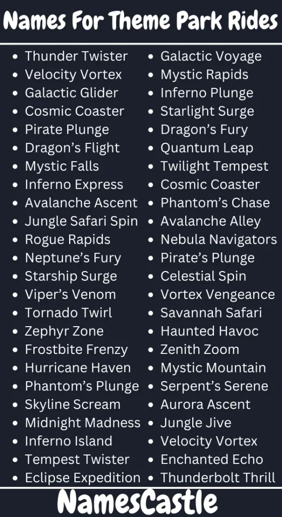 Names For Theme Park Rides