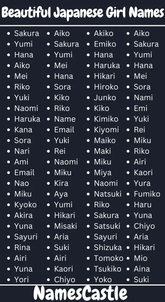 Beautiful Japanese Girl Names