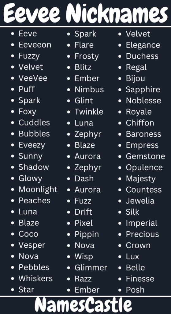 Eevee Nicknames