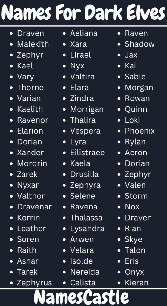 Names For Dark Elves