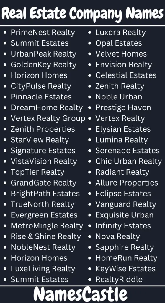 Real Estate Company Names