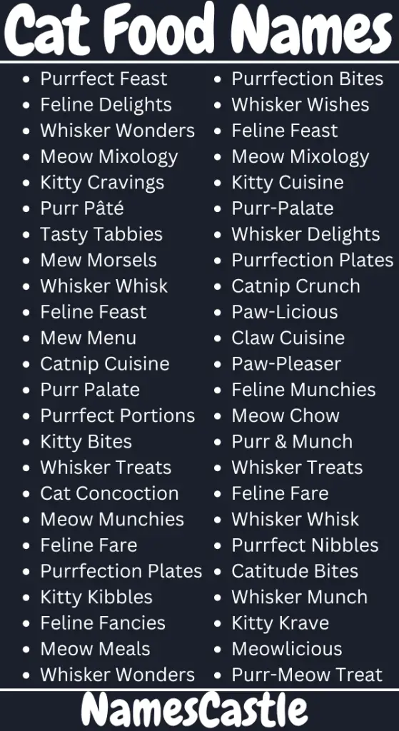 Best food names for cats best sale